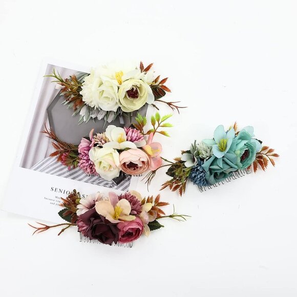 1 Pack Large Artificial Flower Metal Hair - Picture 6 of 7